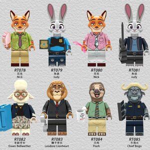 Zootopia Brick Minifigures Nick, Judy, Flash
